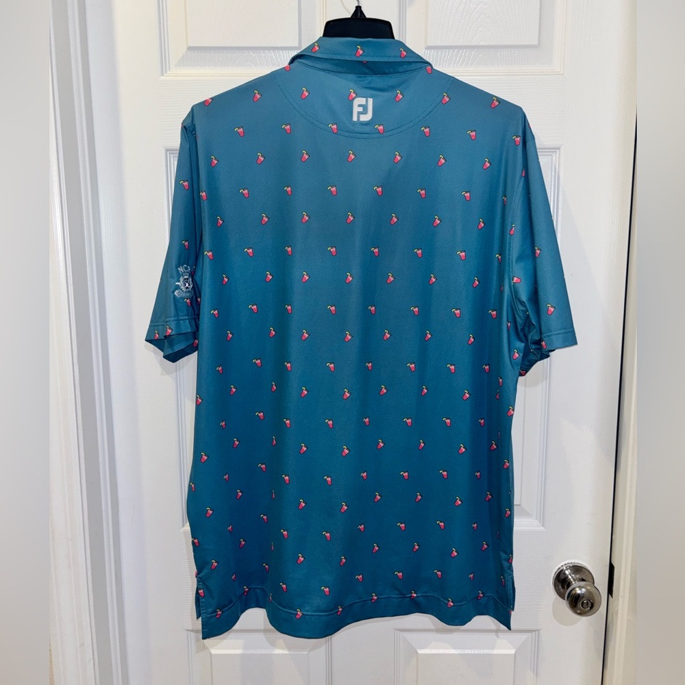 FootJoy Men's Lisle cocktail print golf polo shirt SZXL - Picture 2 of 8